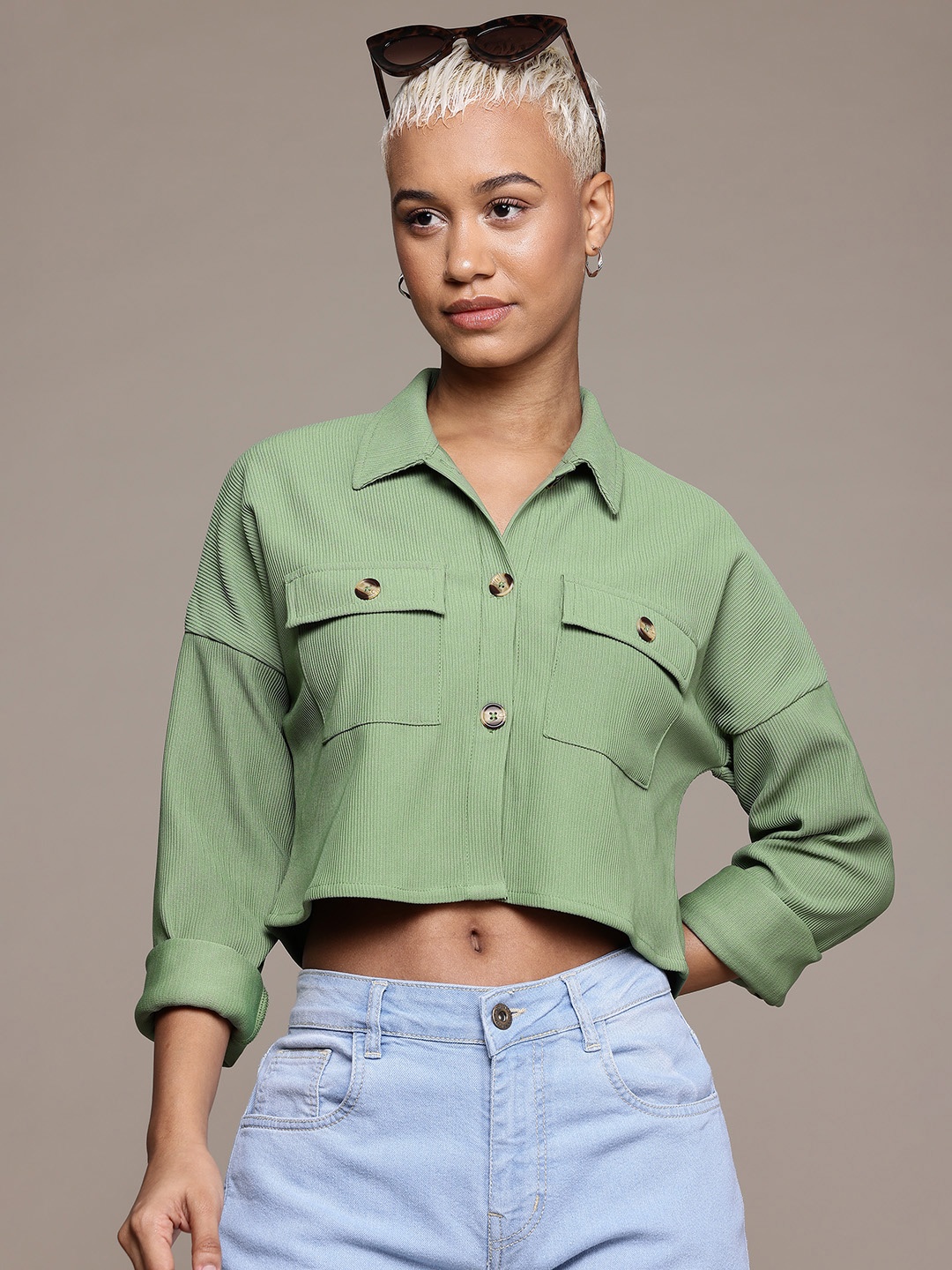 

The Roadster Lifestyle Co. Boxy Fit Casual Shirt, Green