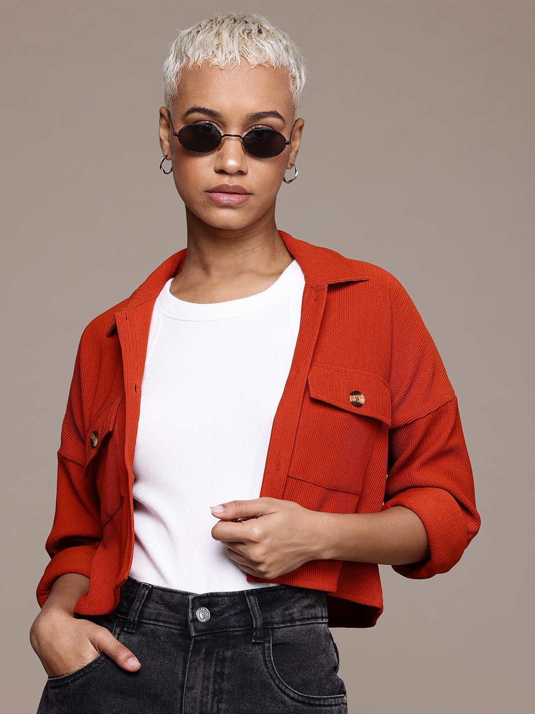 

The Roadster Lifestyle Co. Boxy Fit Casual Shirt, Red