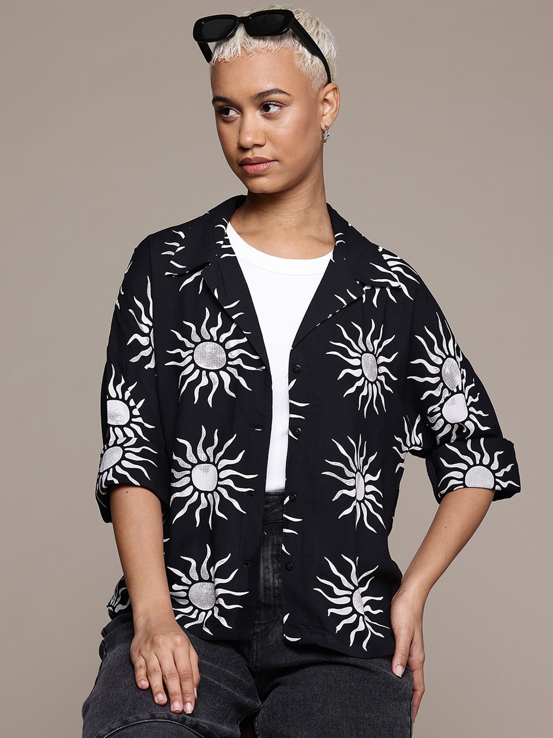 

The Roadster Lifestyle Co. Printed Casual Shirt, Black