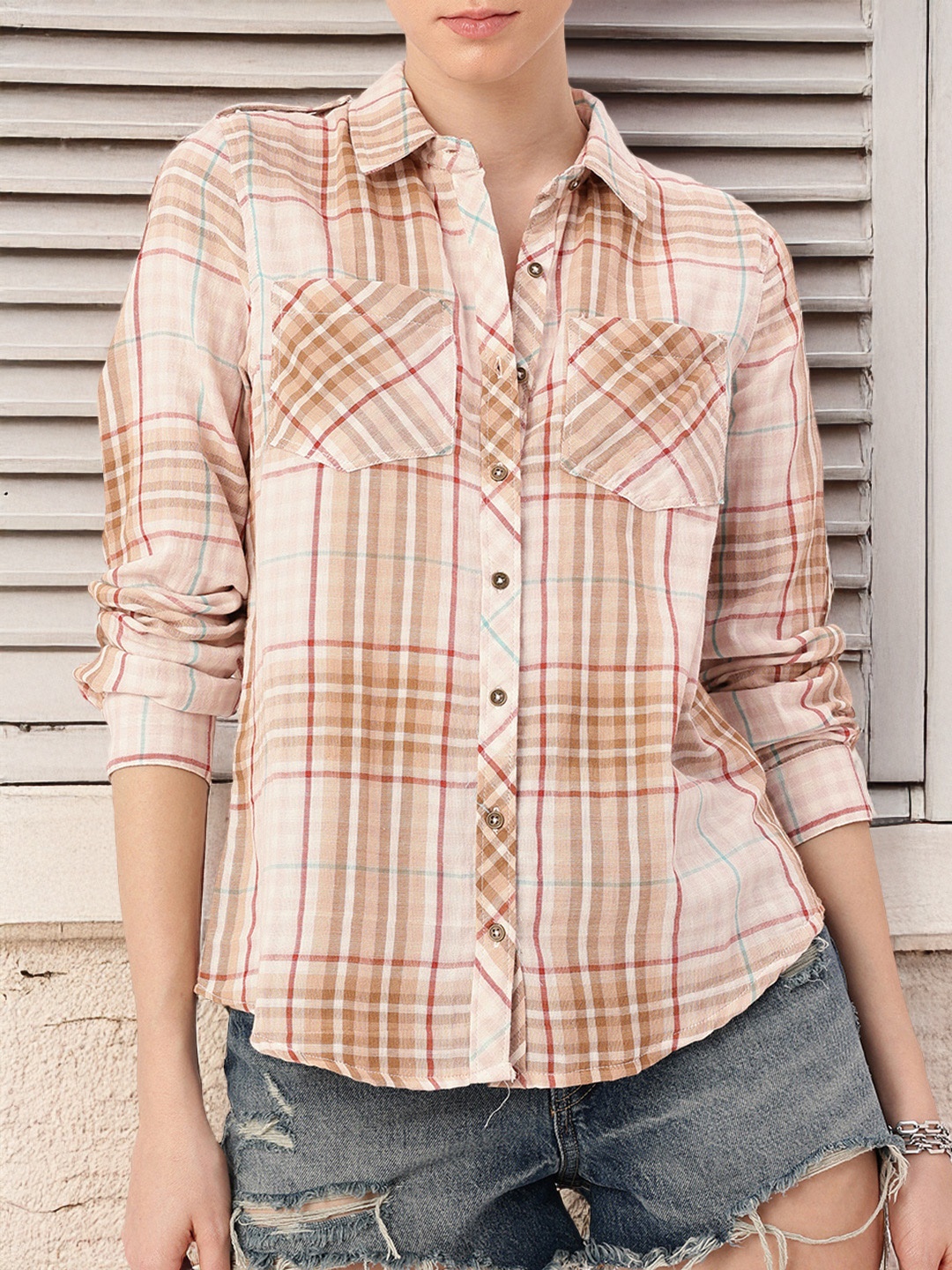 

The Roadster Life Co. Timeless Plaid Shoulder Tabs Checked Shirt, Brown
