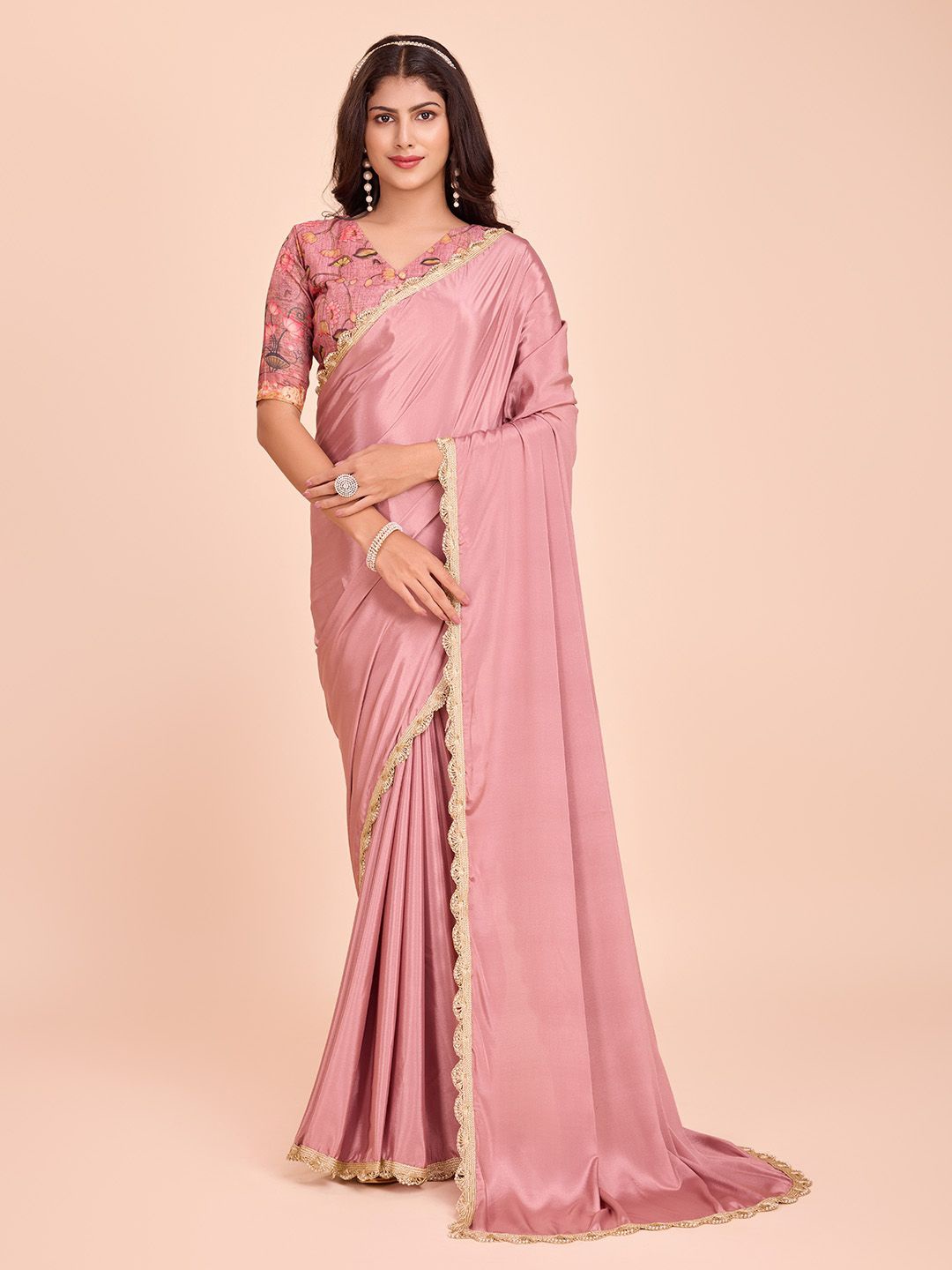 

Tasarika Sequinned Pure Crepe Saree, Pink