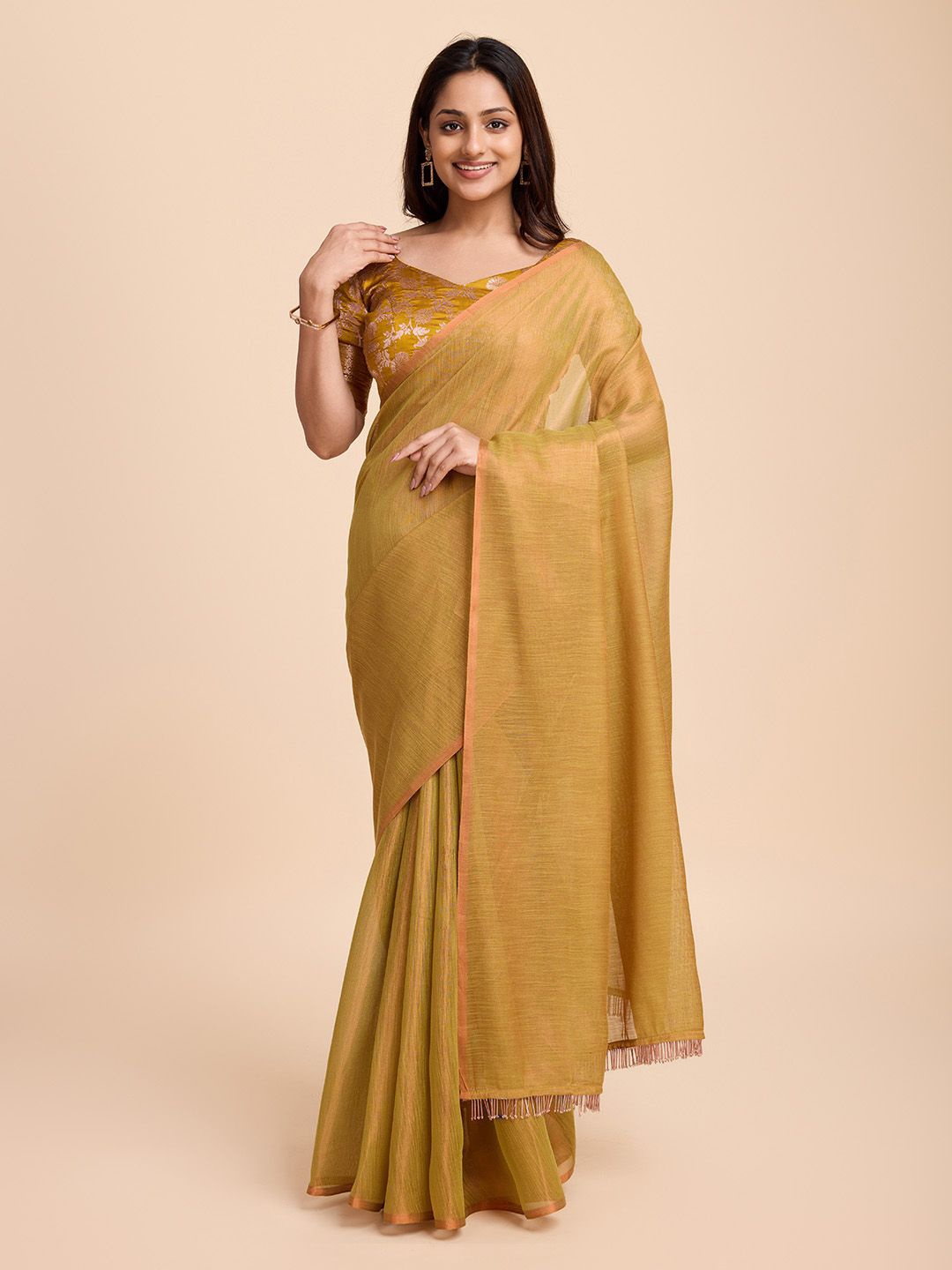 

Tasarika Tissue Saree, Mustard