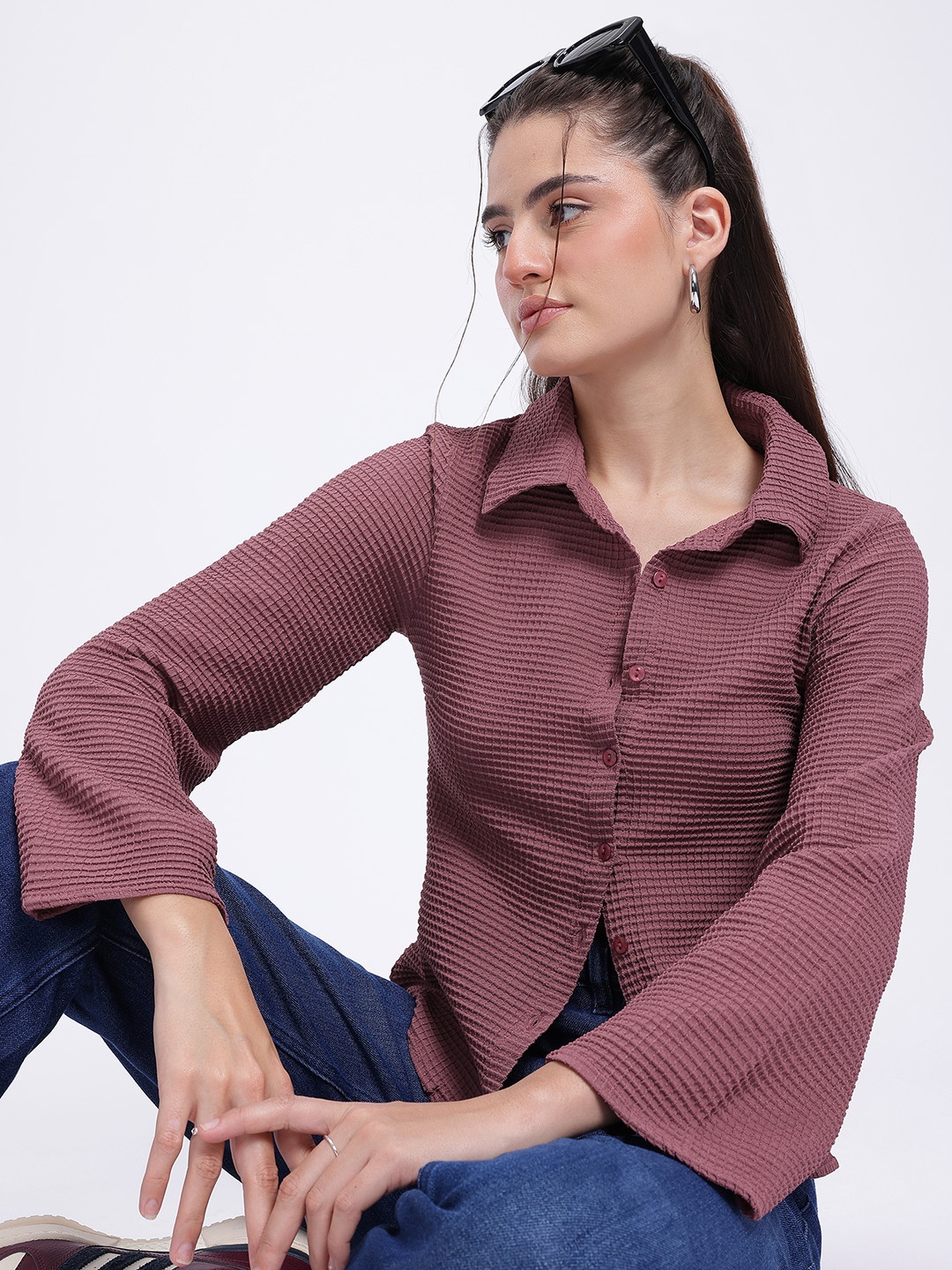 

DressBerry Hive Vibe Textured Shirt, Mauve