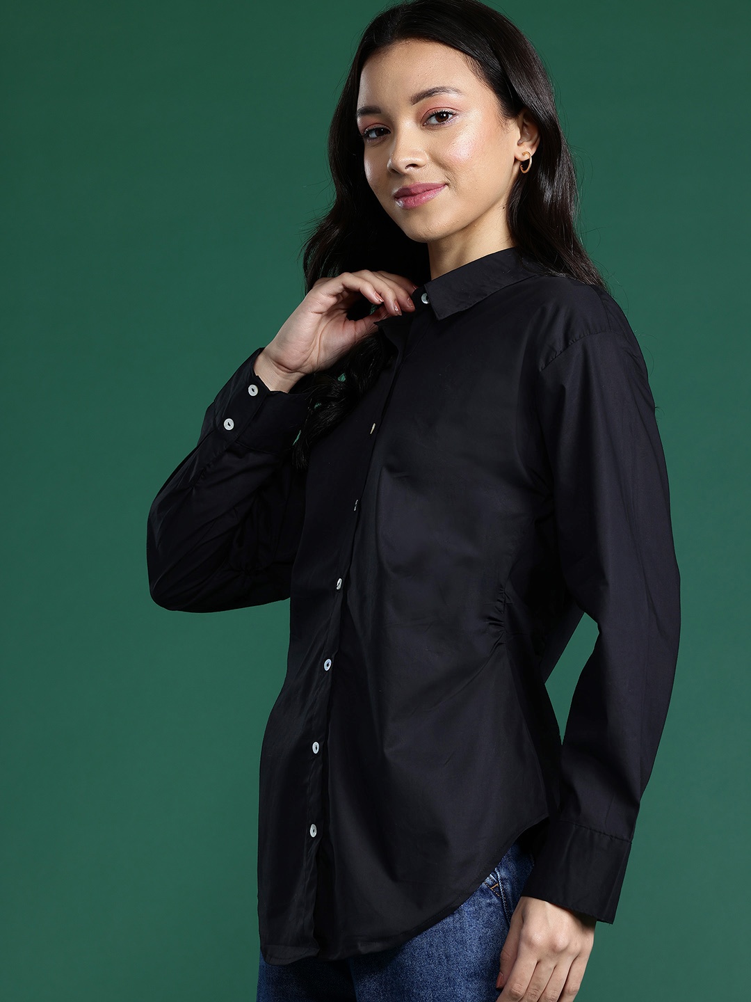 

DressBerry Pure Cotton Casual Shirt, Black