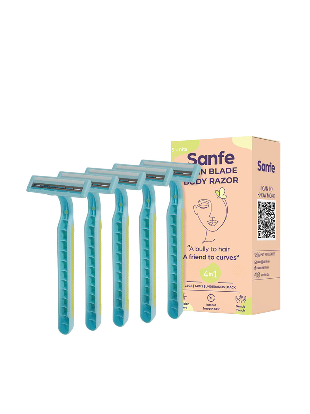 

Sanfe Set Of 5 Disposable Hair Removal Razor, Green