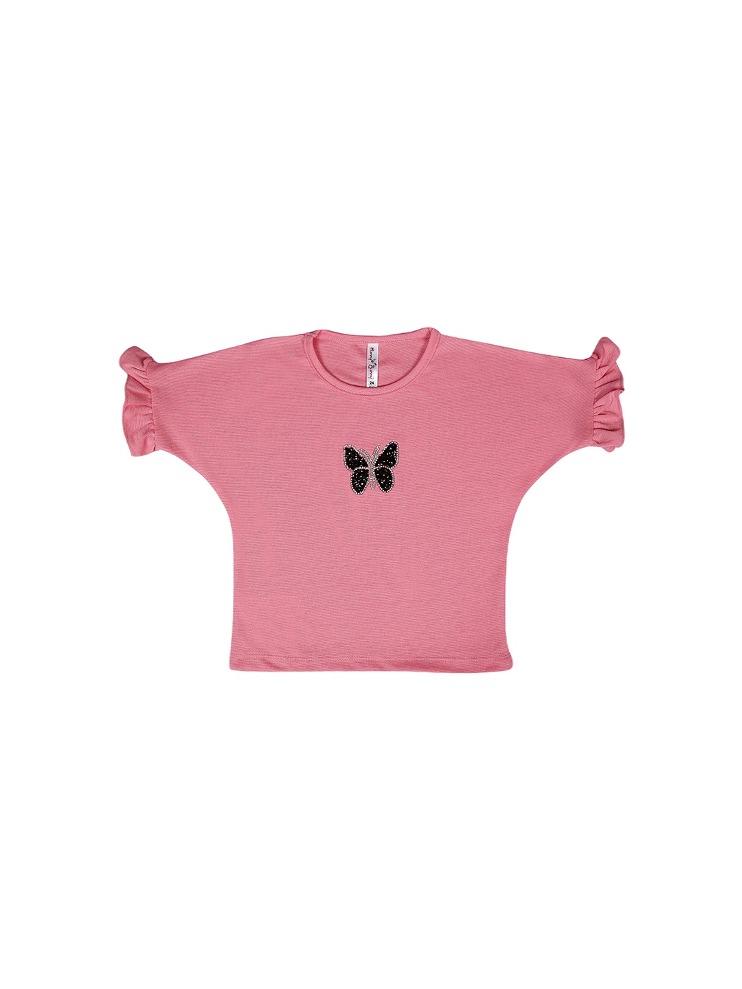 

Hunny Bunny Girls Embellished Flutter Sleeve Top, Pink