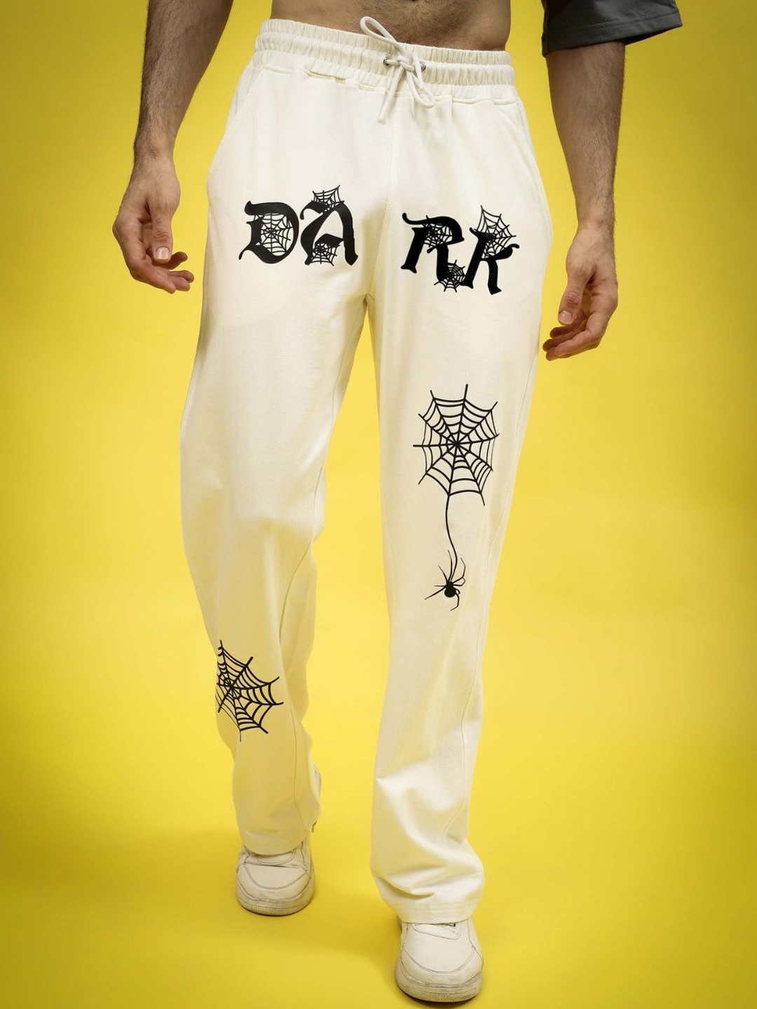 

WEARDUDS Men Printed Relaxed-Fit Track Pant, White