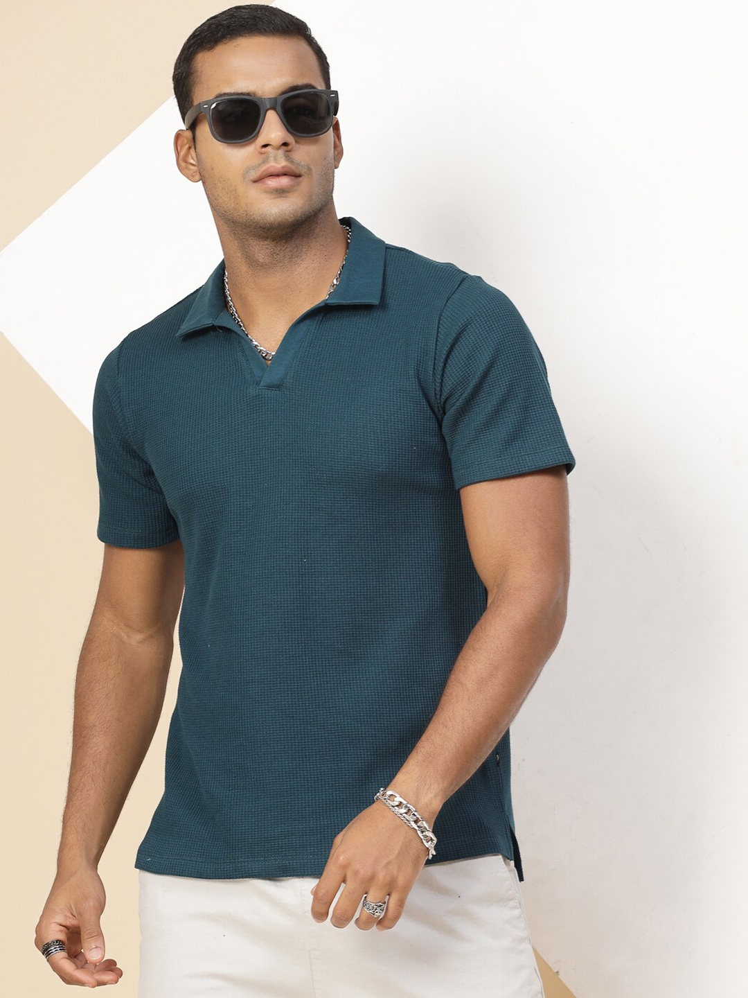 

Rigo Polo Collar Pure Cotton Slim Fit T-shirt, Teal