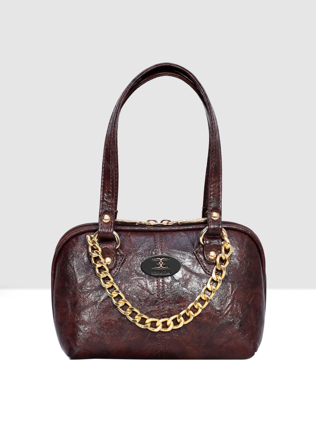 

ESBEDA PU Structured Handheld Bag with Applique, Brown