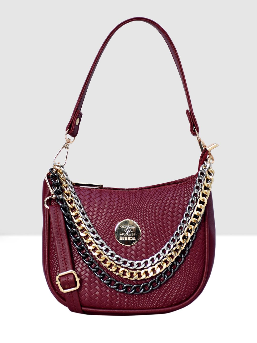 

ESBEDA Textured PU Structured Shoulder Bag, Maroon