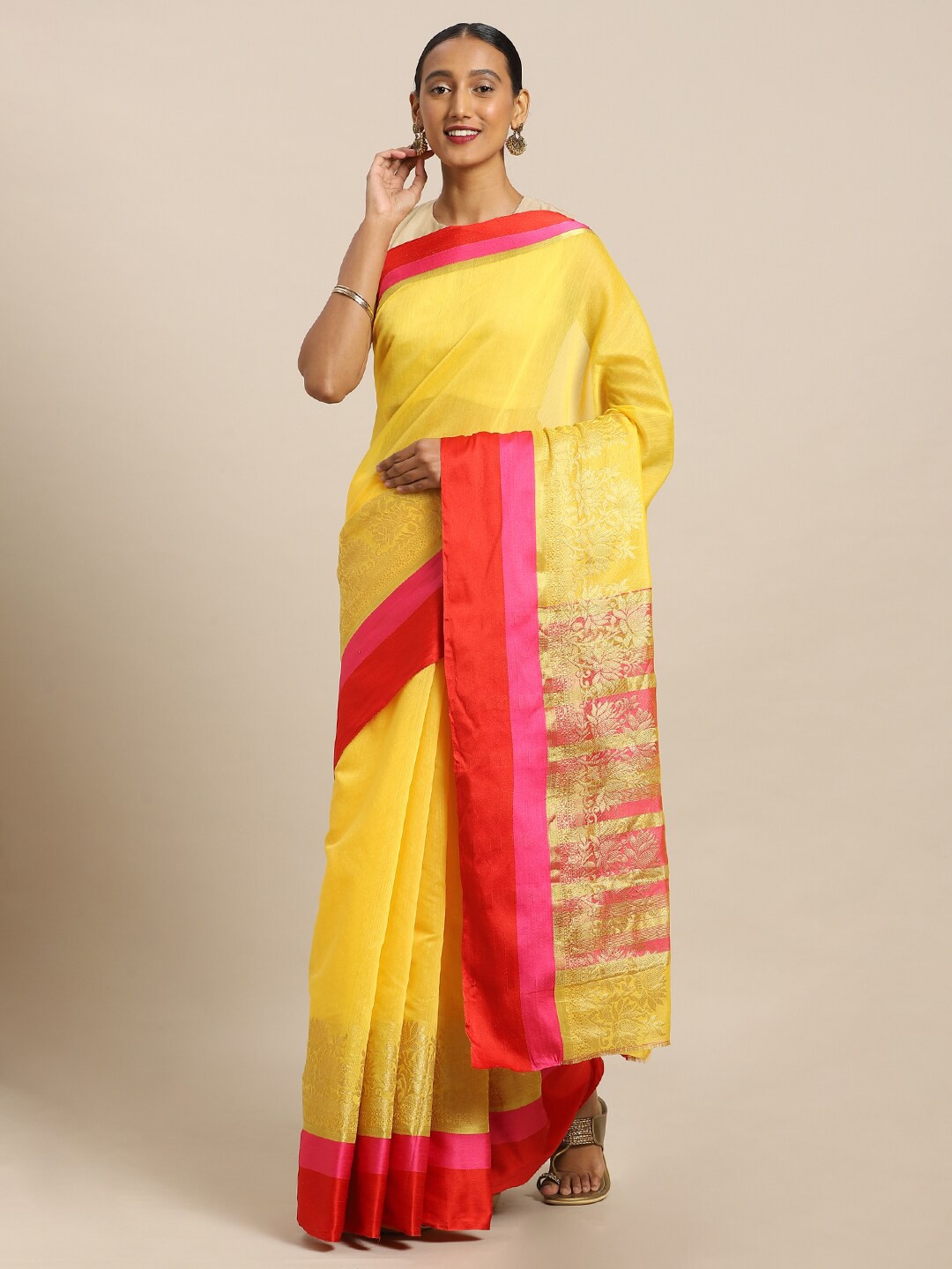 

Kalista Zari Kota Saree, Yellow