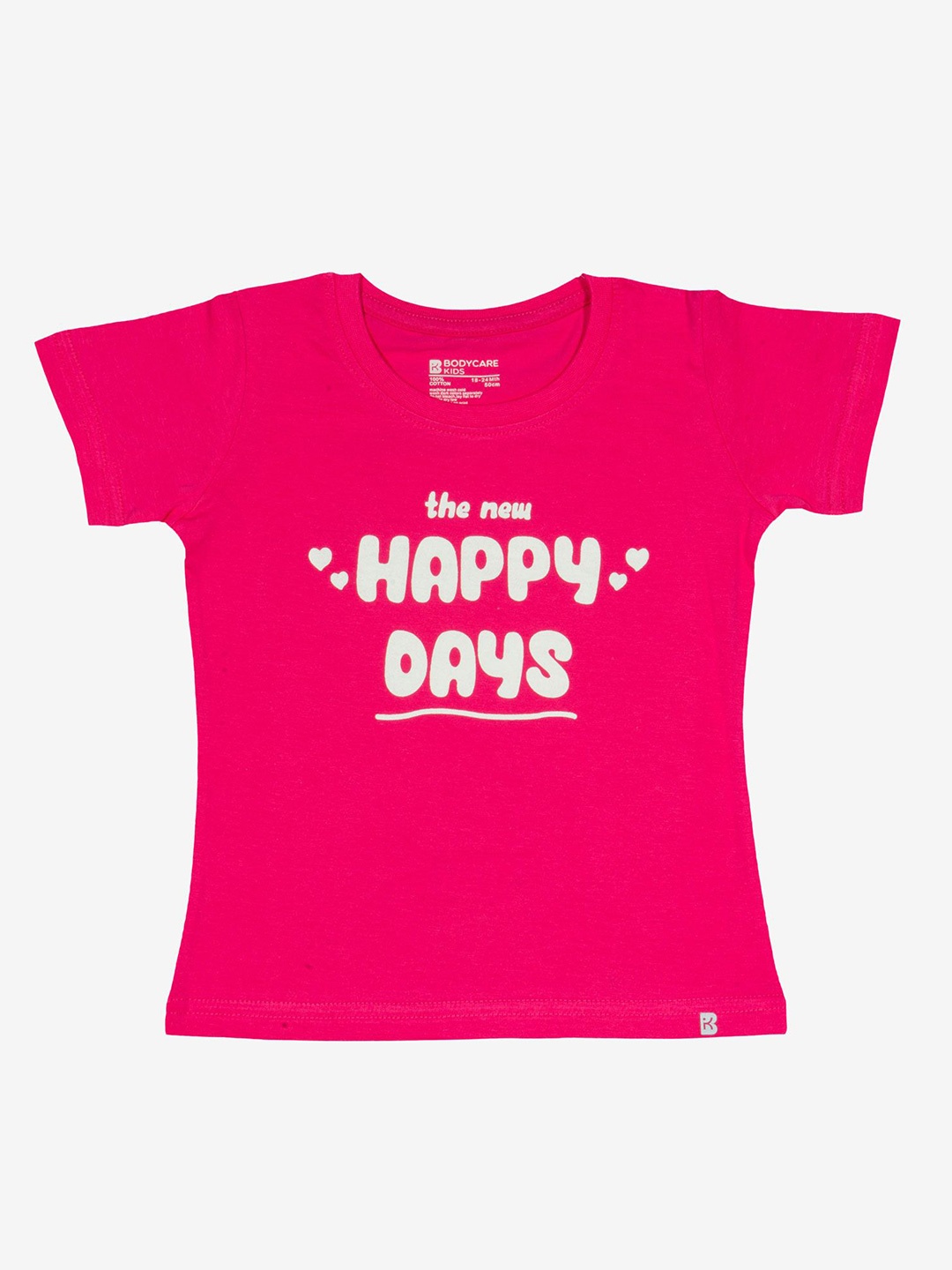 

Bodycare Girls Typography Printed Applique T-shirt, Fuchsia