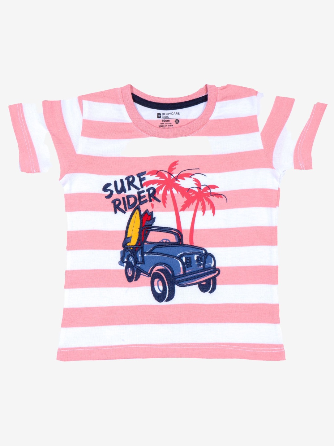 

Bodycare Boys Striped Printed Round Neck Cotton T-shirt, Pink