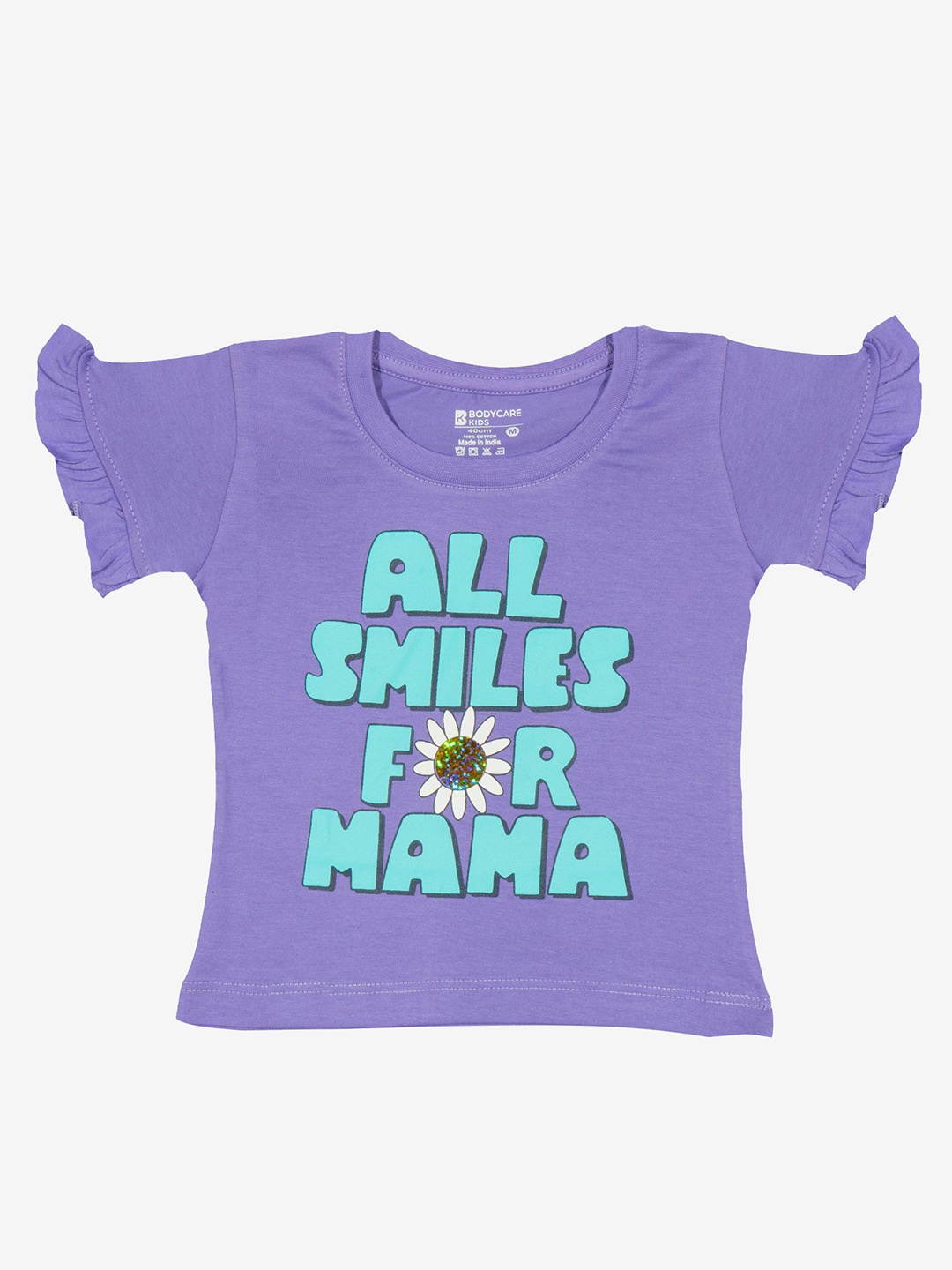 

Bodycare Girls Typography Printed Round Neck T-shirt, Violet