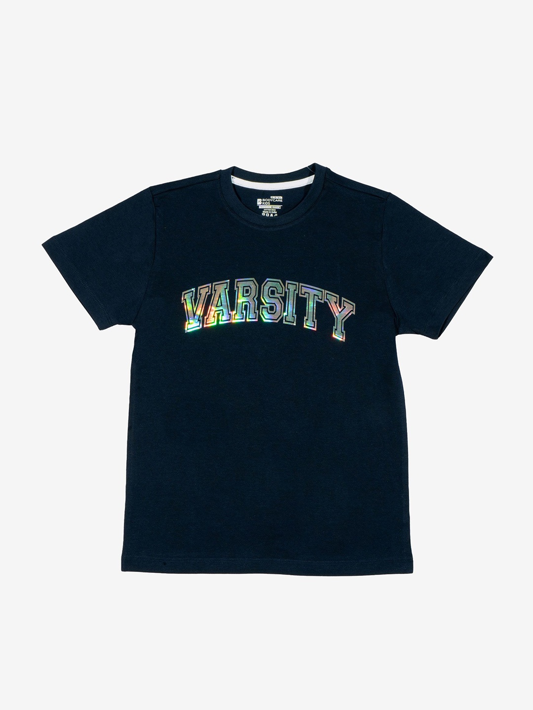 

Bodycare Boys Typography Reflective Printed Round Neck Cotton T-shirt, Navy blue