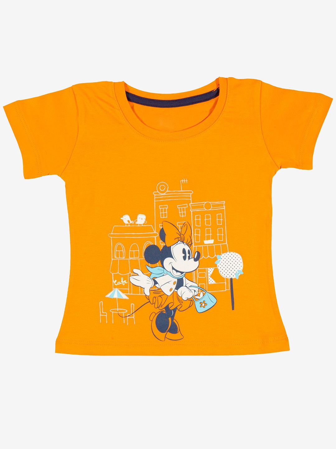 

Bodycare Girls Graphic Minnie Mouse Printed Cotton T-shirt, Orange
