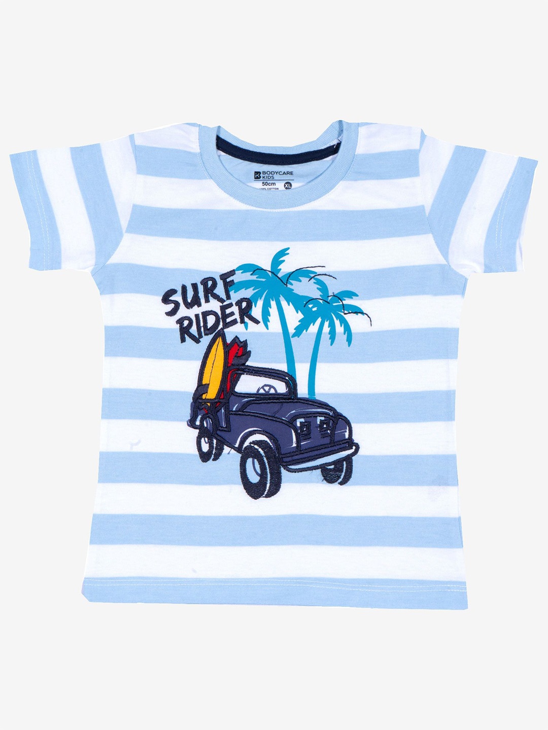 

Bodycare Boys Striped Printed Round Neck Cotton T-shirt, Blue