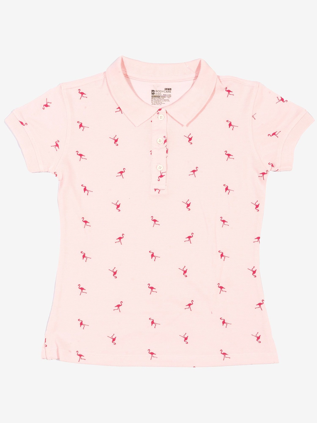 

Bodycare Girls Conversational Printed Polo Collar T-shirt, Pink