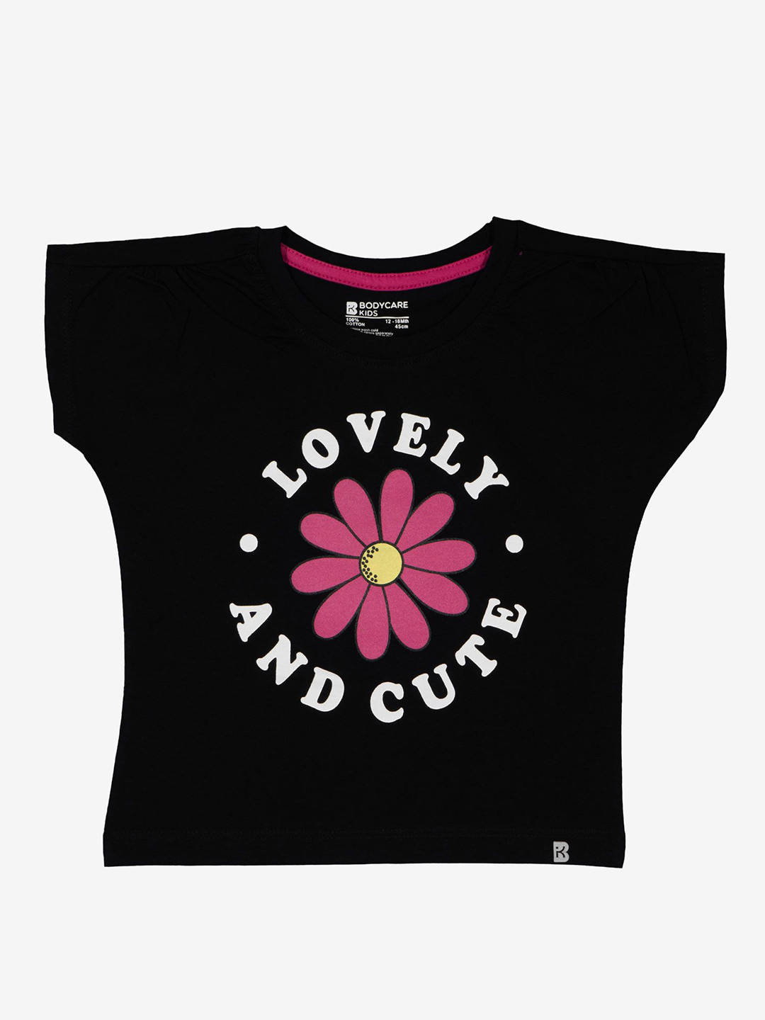 

Bodycare Girls Typography Printed Round Neck T-shirt, Black