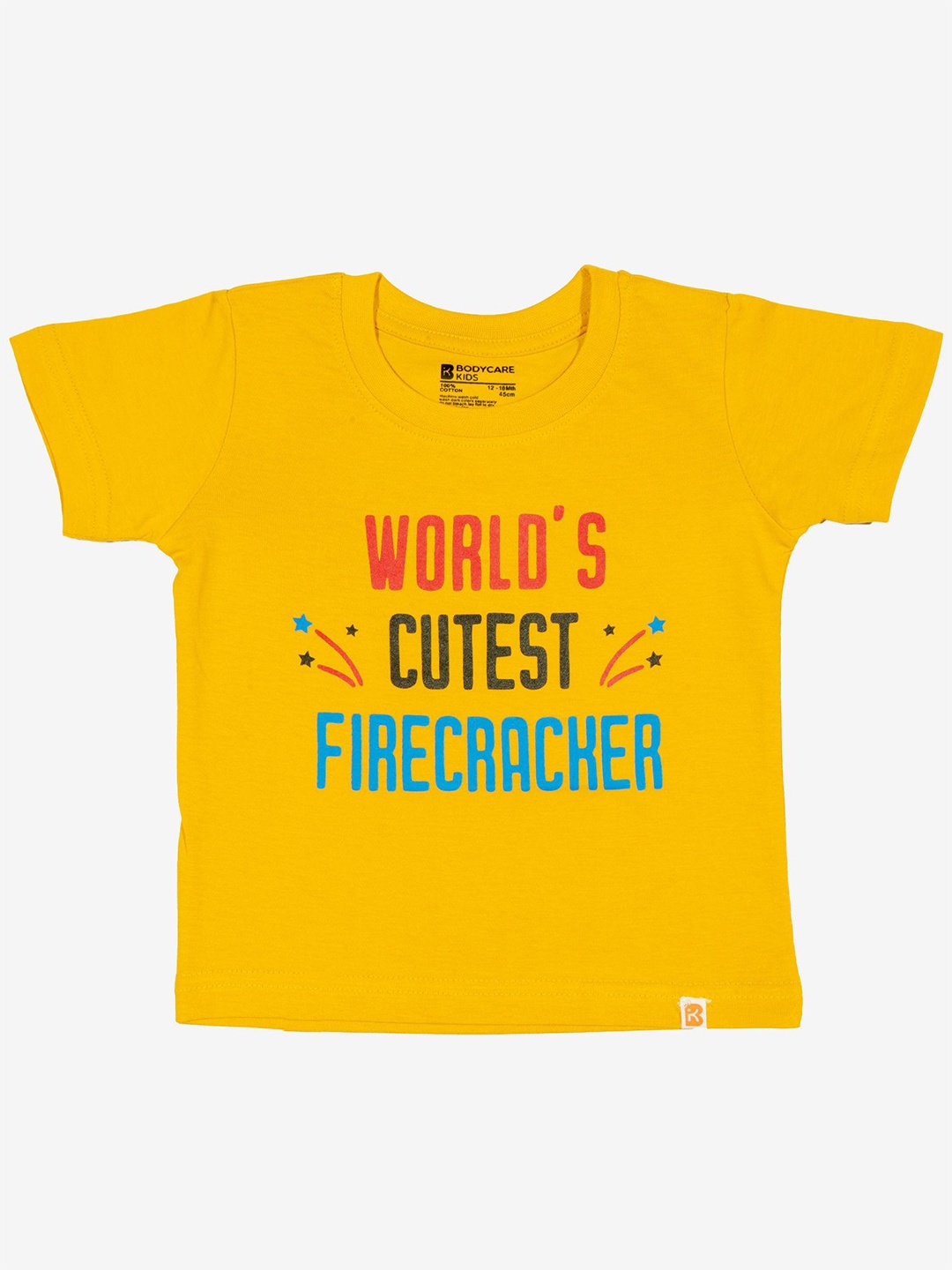 

Bodycare Boys Typography Printed Round Neck Cotton T-shirt, Mustard