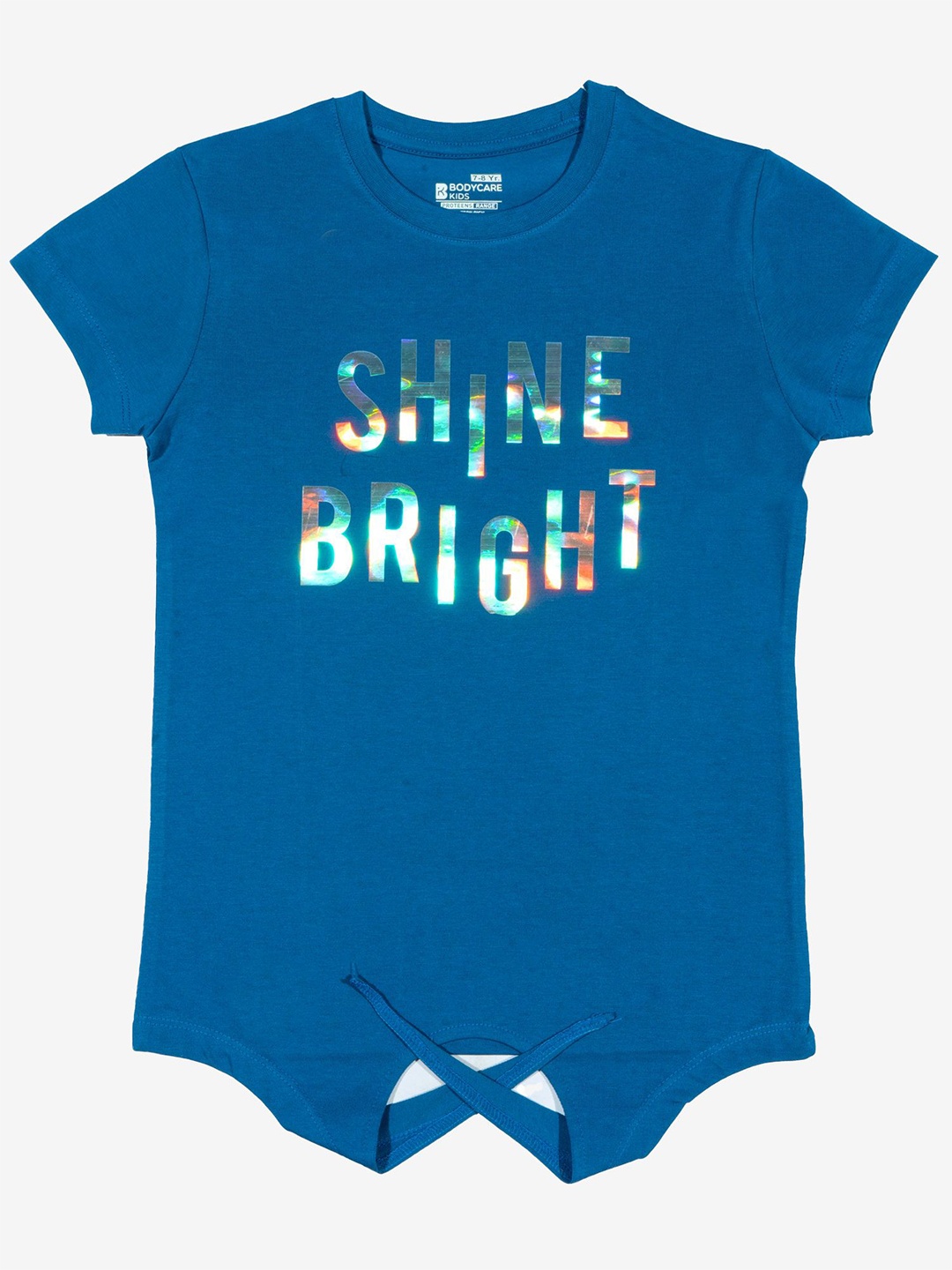 

Bodycare Girls Typography Printed Reflective Round Neck T-shirt, Navy blue
