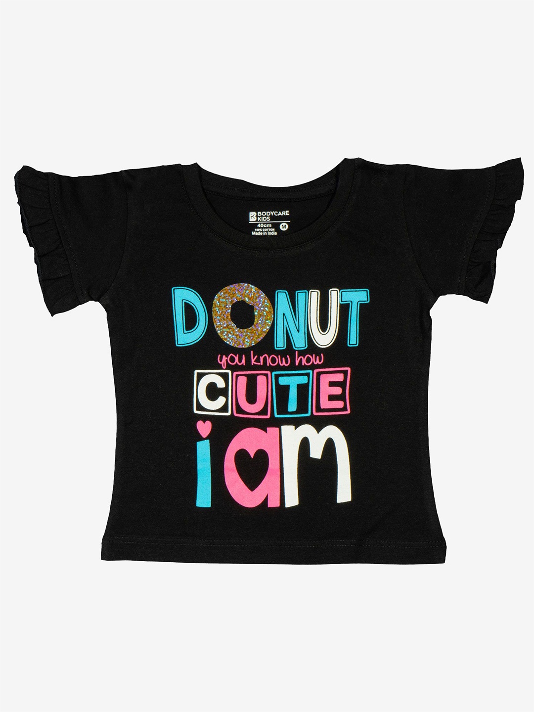 

Bodycare Girls Typography Printed Round Neck Cotton T-shirt, Black