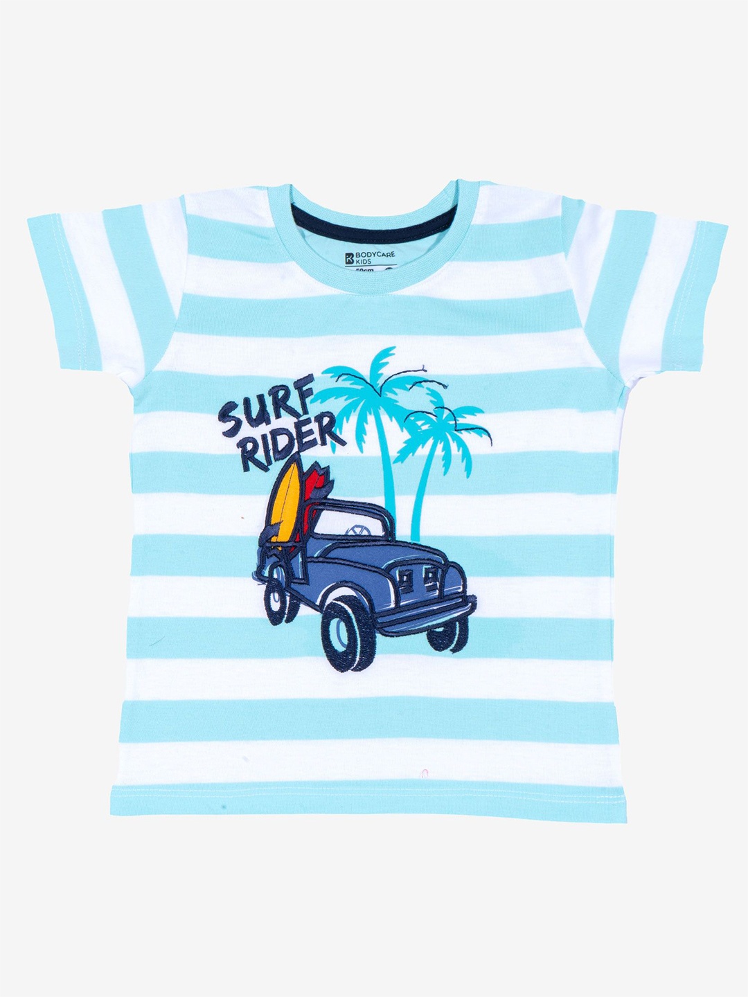 

Bodycare Boys Striped Round Neck Graphic T-shirt, Blue