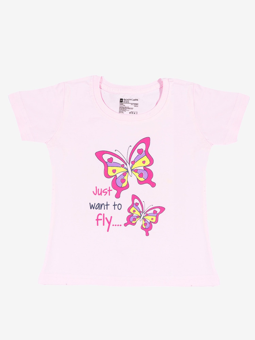 

Bodycare Girls Typography Printed Round Neck T-shirt, Pink