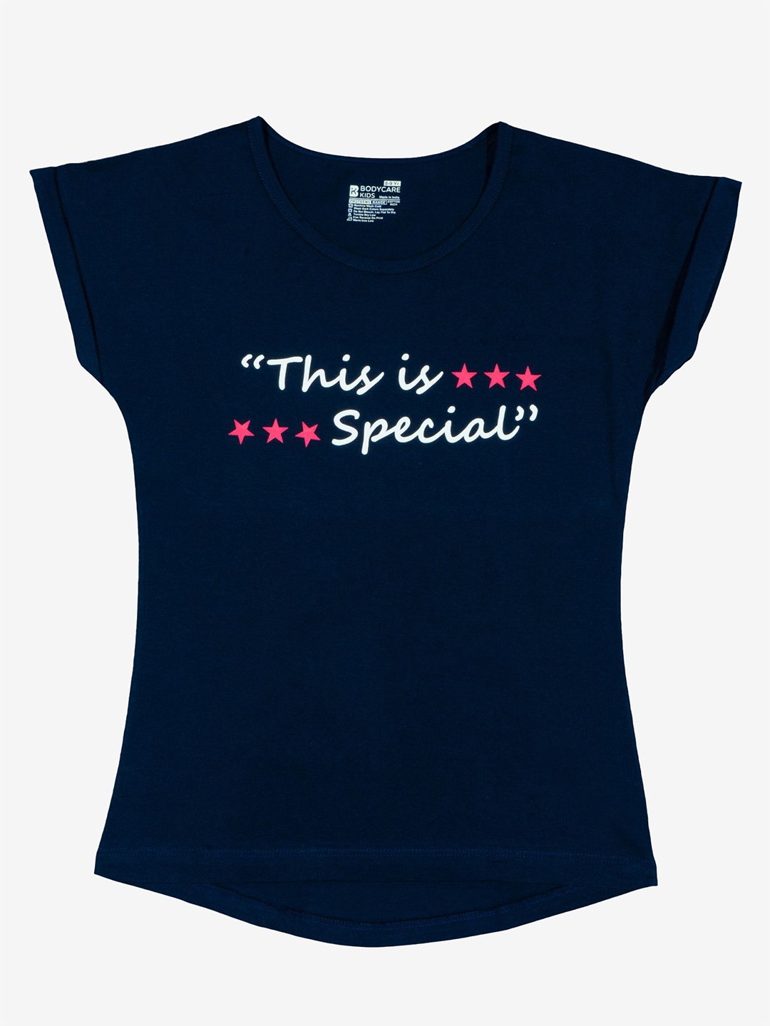 

Bodycare Girls Typography Printed Round Neck Nautical T-shirt, Navy blue