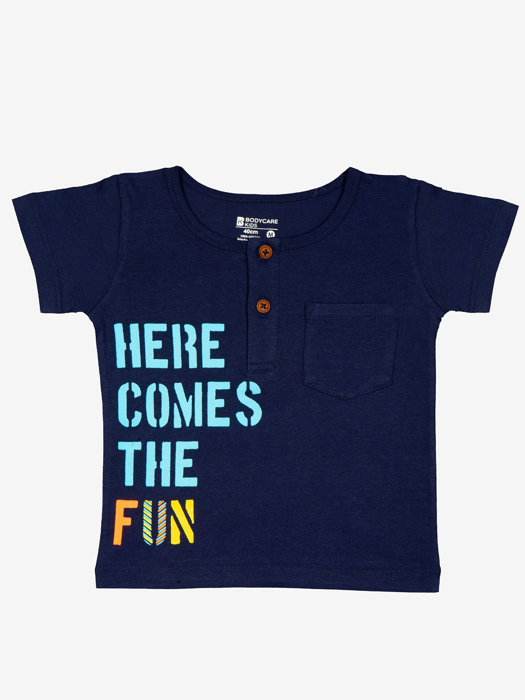 

Bodycare Boys Typography Printed Round Neck Pockets T-shirt, Navy blue