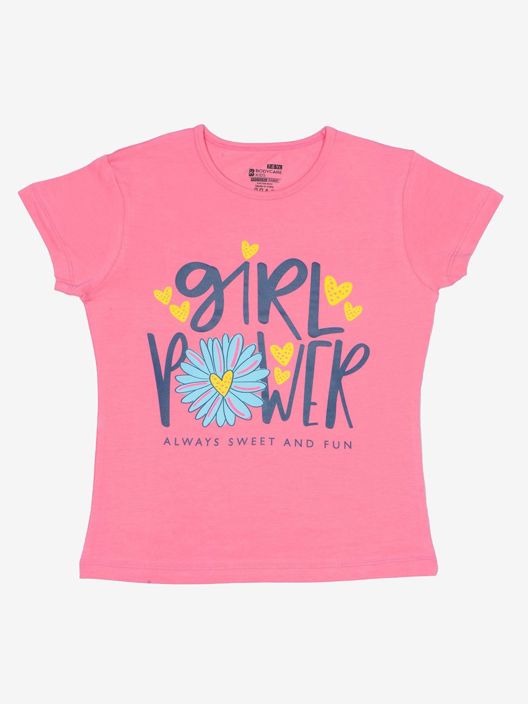 

Bodycare Girls Graphic Printed Round Neck T-shirt, Pink