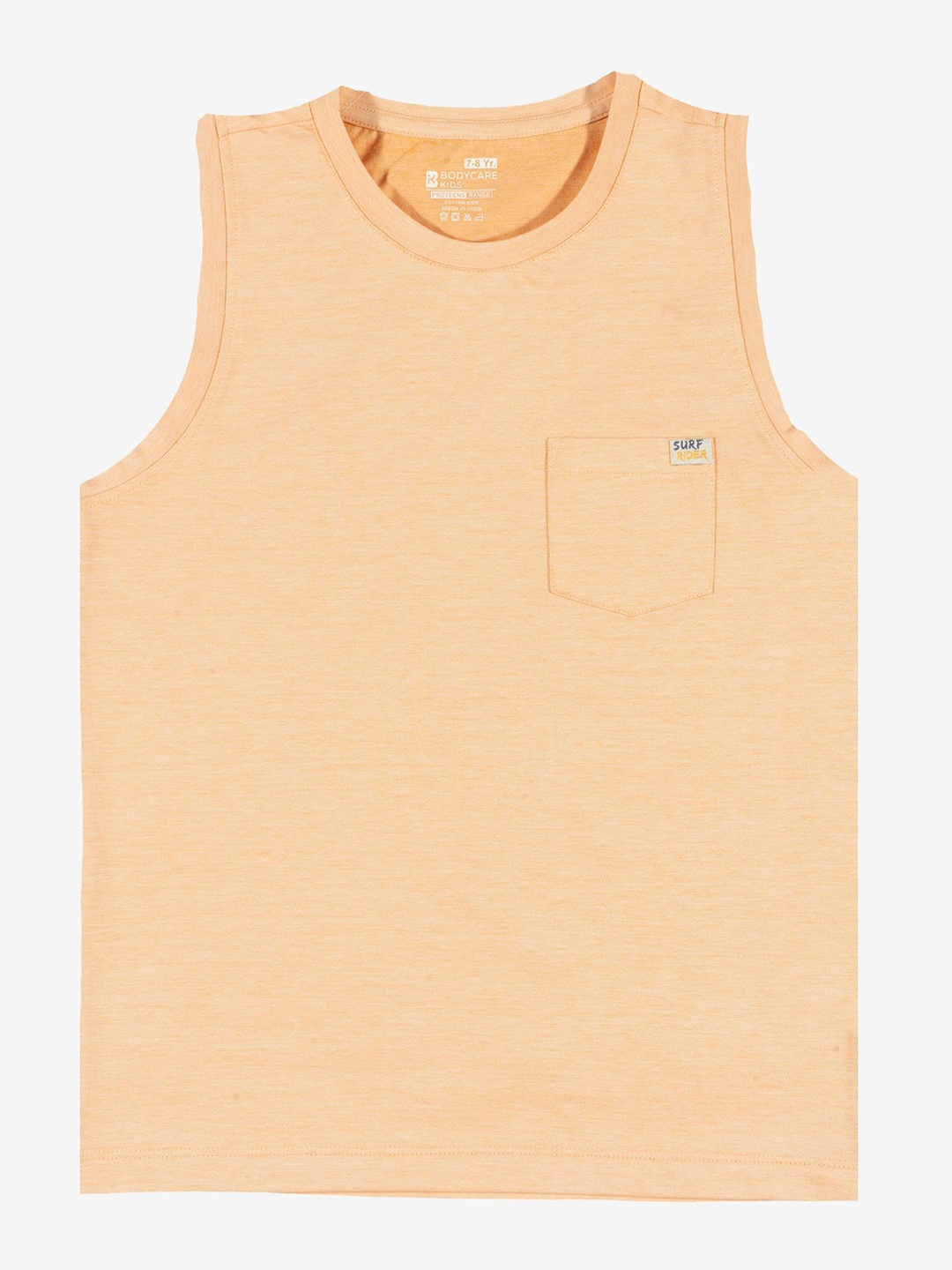 

Bodycare Boys Solid Round Neck Sleeveless Pockets T-shirt, Orange