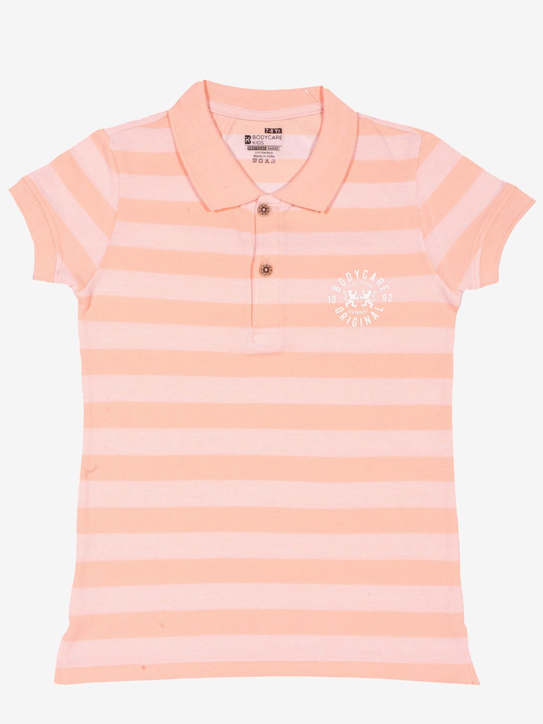 

Bodycare Girls Striped Polo Collar T-shirt, Pink
