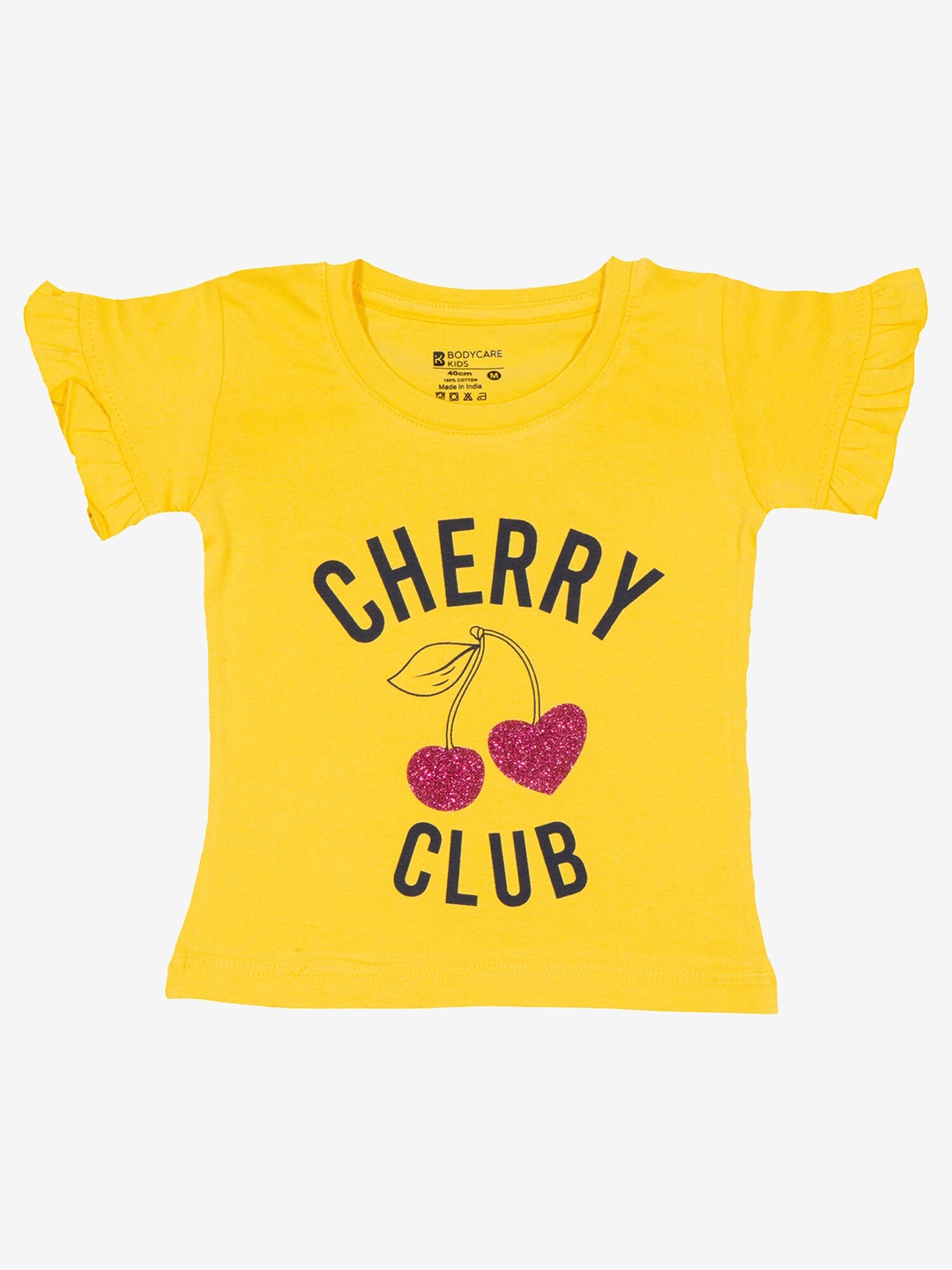

Bodycare Girls Typography Printed Embellished Round Neck T-shirt, Yellow