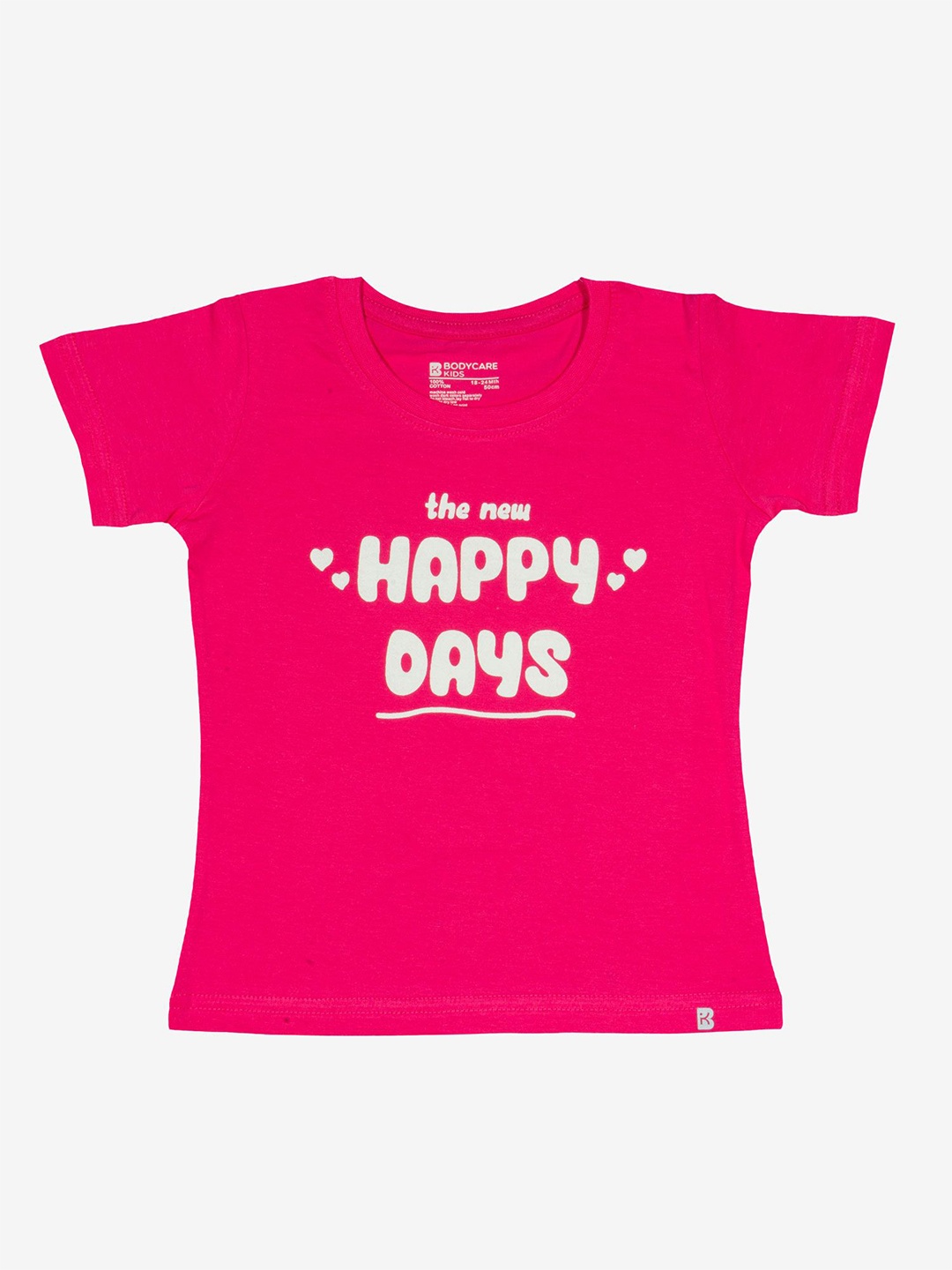Bodycare Girls Typography Printed Round Neck T-shirt, Fuchsia