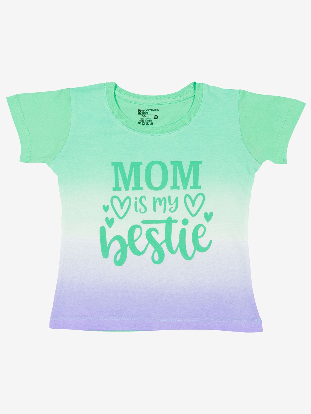 

Bodycare Girls Typography Printed Round Neck Cotton T-shirt, Green