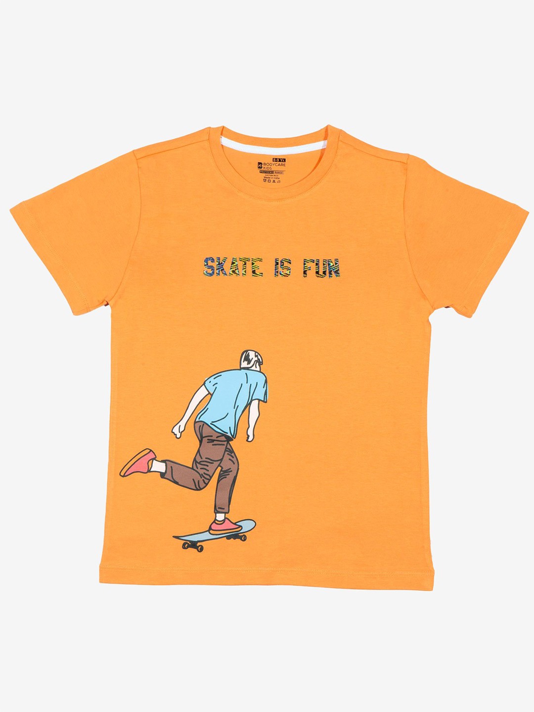 

Bodycare Boys Typography Printed Round Neck T-shirt, Orange