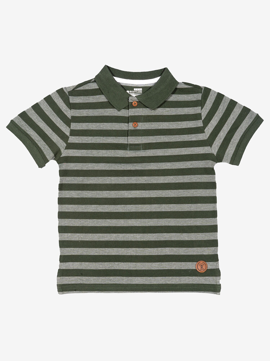 

Bodycare Boys Striped Polo Collar Applique T-shirt, Olive