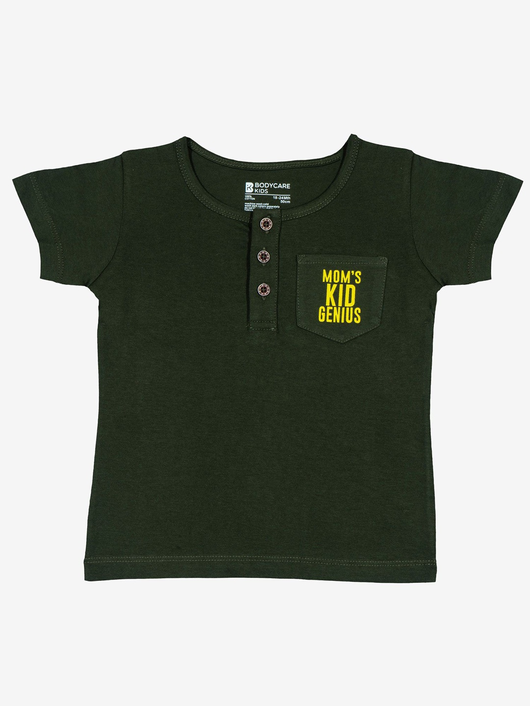 

Bodycare Boys Typography Printed Round Neck Pockets T-shirt, Olive