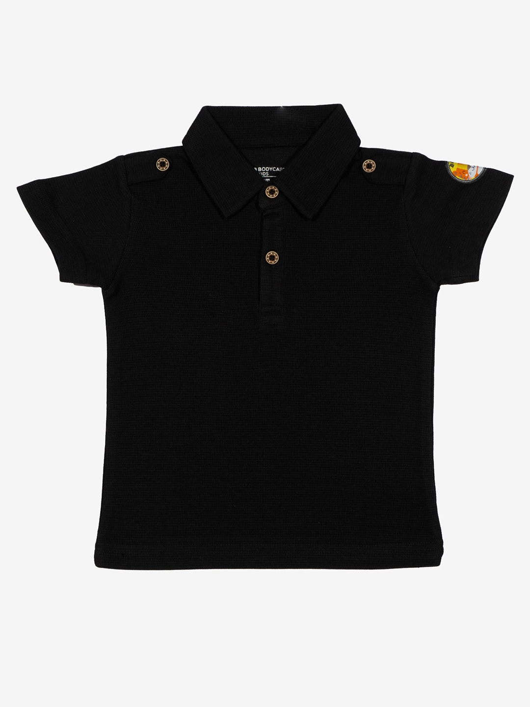 

Bodycare Boys Polo Collar Applique Solid T-shirt, Black