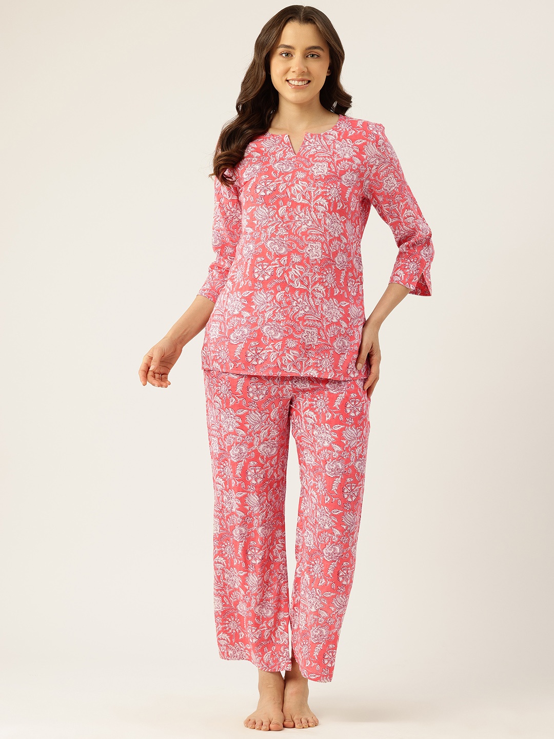 

ETC Floral Printed Night Suit, Pink