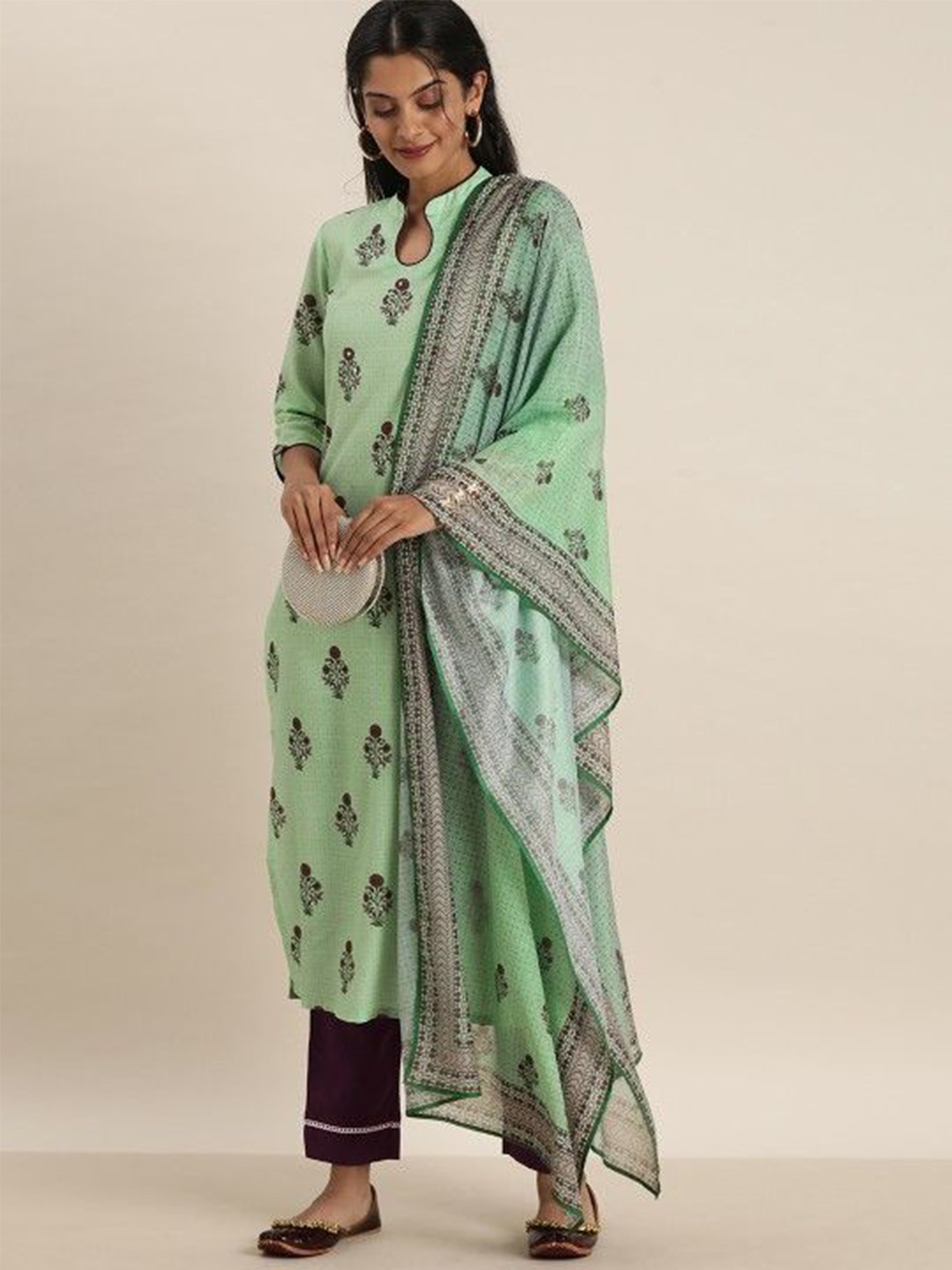 

shiloh Women Printed Dupatta, Sea green