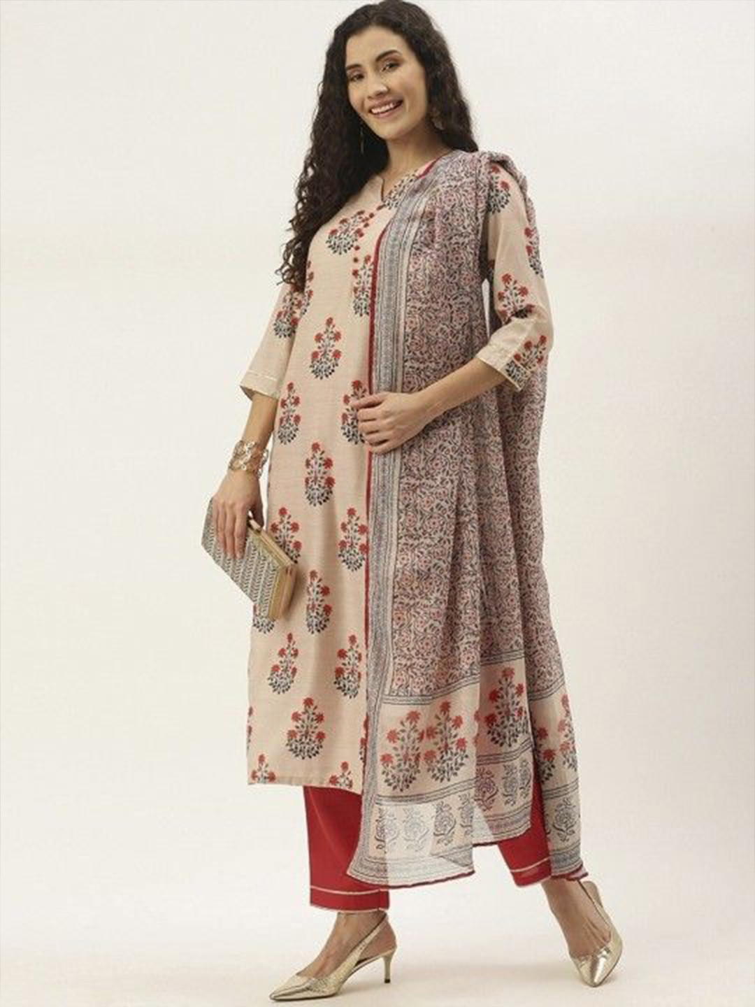 

shiloh Women Ethnic Motifs Printed Cotton Dupatta, Maroon