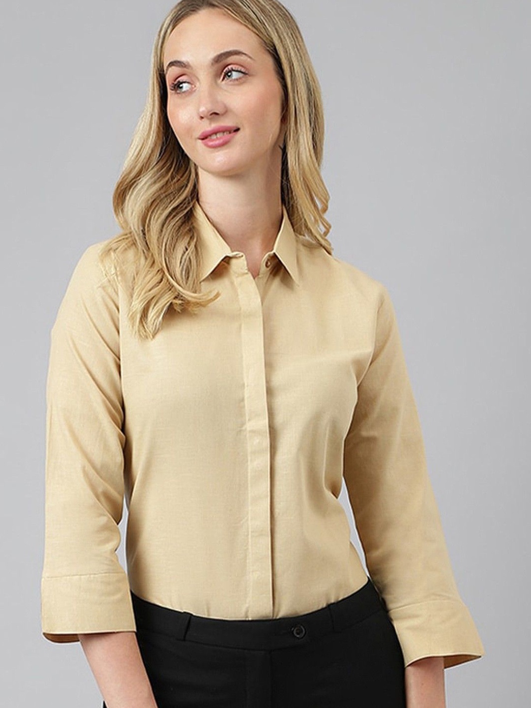 

Hancock Women Premium Opaque Formal Shirt, Beige