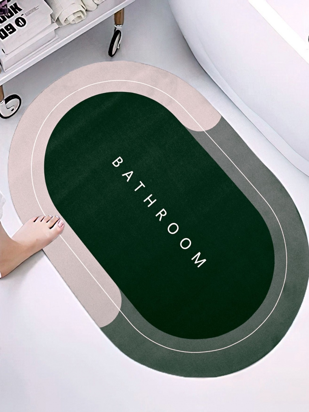 

Aura Green Printed 300 GSM Non-Slip Bath mats
