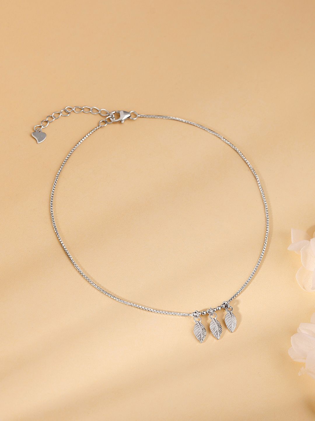 

GIVA Rhodium-Plated Anklet, Silver