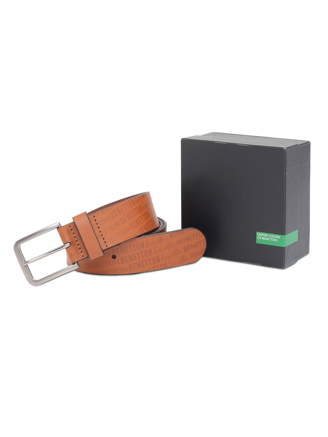 

United Colors of Benetton Men Solid Tang Leather Formal Belt, Tan
