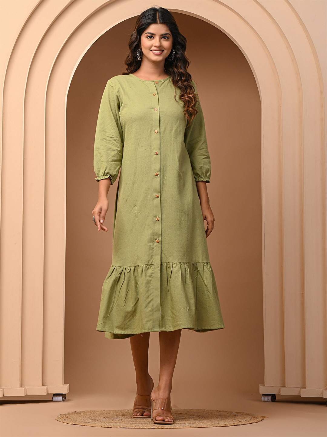 

Vbuyz A-Line Midi Dress, Green