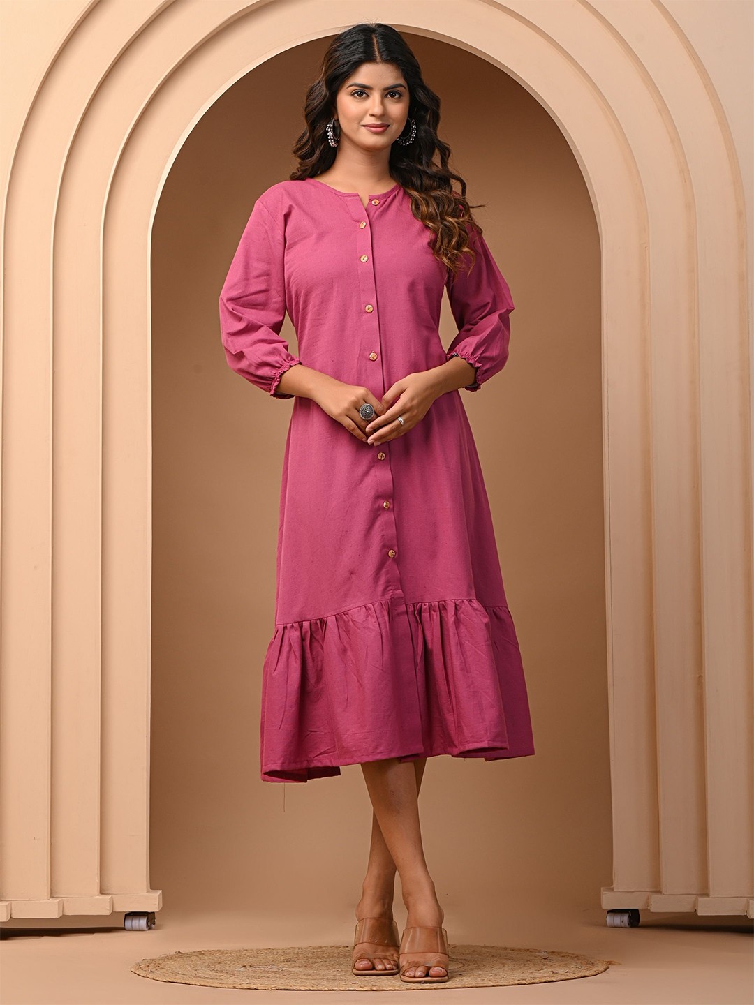 

Vbuyz A-Line Midi Dress, Magenta