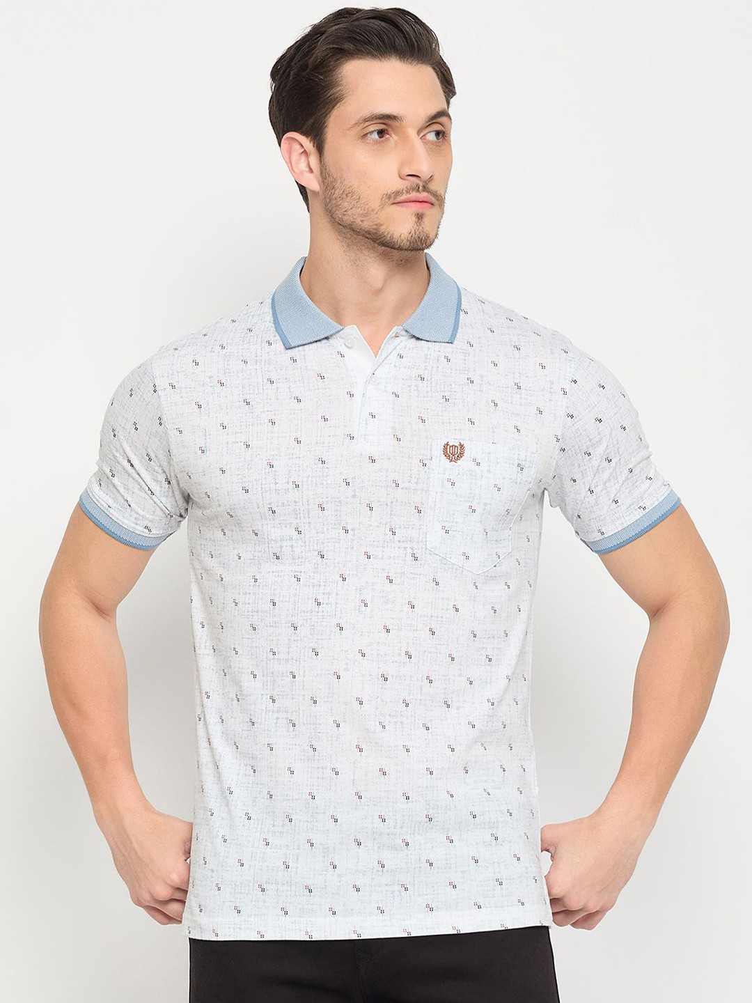 

Duke Men Printed Polo Collar Pockets Cotton T-shirt, Blue